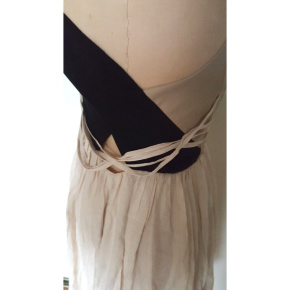 Blessed are the meek black taupe side back bodice  cutouts summer dress M (3) - Picture 5 of 13